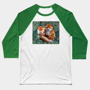 RED FOXES AMONG GREENERY, FOLIAGE AND WILD FLOWERS Baseball T-Shirt